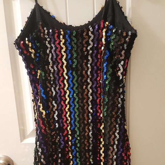 Sequin spaghetti strap 70's dress. - Picture 5 of 8